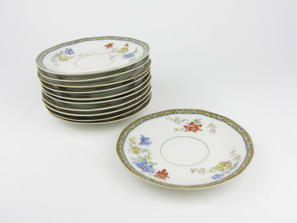 edgebrookhouse - Antique Theodore Haviland Ganga Floral Basket Porcelain Saucers