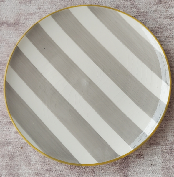 CMG Ceramicas Grey and White Striped Ceramic Salad Plates - 4 Pieces
