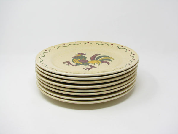 edgebrookhouse Vintage Metlox Poppytrail California Provincial Rooster Dinner Plates - 8 Pieces