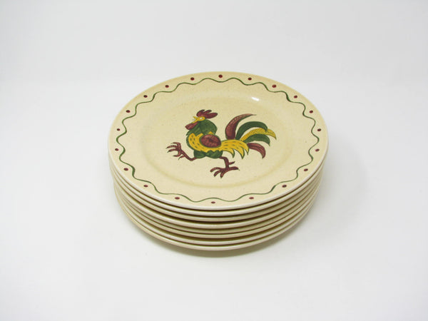 edgebrookhouse Vintage Metlox Poppytrail California Provincial Rooster Dinner Plates - 8 Pieces