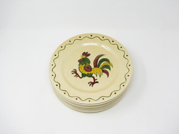 edgebrookhouse Vintage Metlox Poppytrail California Provincial Rooster Dinner Plates - 8 Pieces