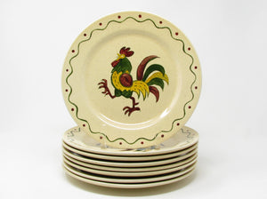 Vintage Metlox Poppytrail California Provincial Rooster Dinner Plates - 8 Pieces