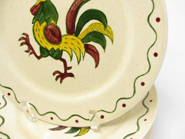 edgebrookhouse Vintage Metlox Poppytrail California Provincial Rooster Dinner Plates - 8 Pieces