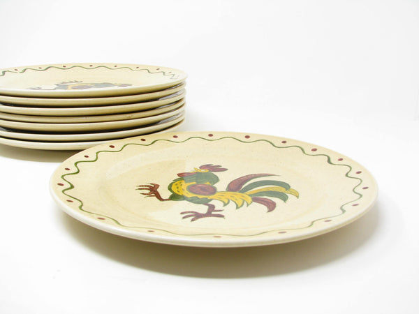 edgebrookhouse Vintage Metlox Poppytrail California Provincial Rooster Dinner Plates - 8 Pieces