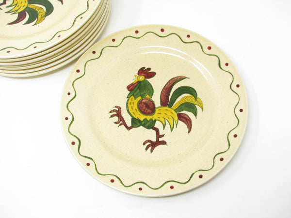 edgebrookhouse Vintage Metlox Poppytrail California Provincial Rooster Dinner Plates - 8 Pieces