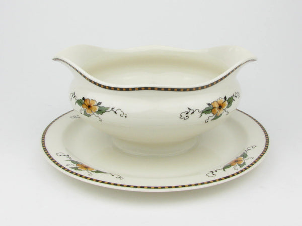 Vintage Syracuse Old Ivory Chiquita Gravy Boat with Attached Underplate