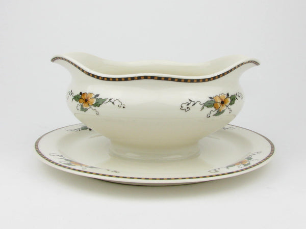 Vintage Syracuse Old Ivory Chiquita Gravy Boat with Attached Underplate