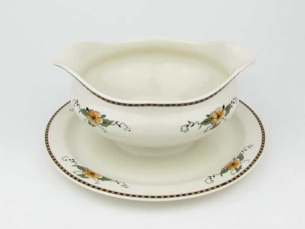 Vintage Syracuse Old Ivory Chiquita Gravy Boat with Attached Underplate