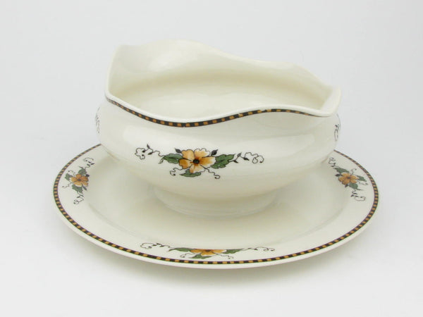 Vintage Syracuse Old Ivory Chiquita Gravy Boat with Attached Underplate
