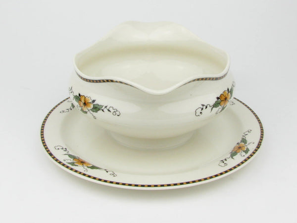 Vintage Syracuse Old Ivory Chiquita Gravy Boat with Attached Underplate