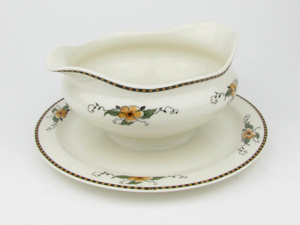 Vintage Syracuse Old Ivory Chiquita Gravy Boat with Attached Underplate