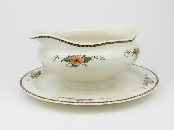 Vintage Syracuse Old Ivory Chiquita Gravy Boat with Attached Underplate