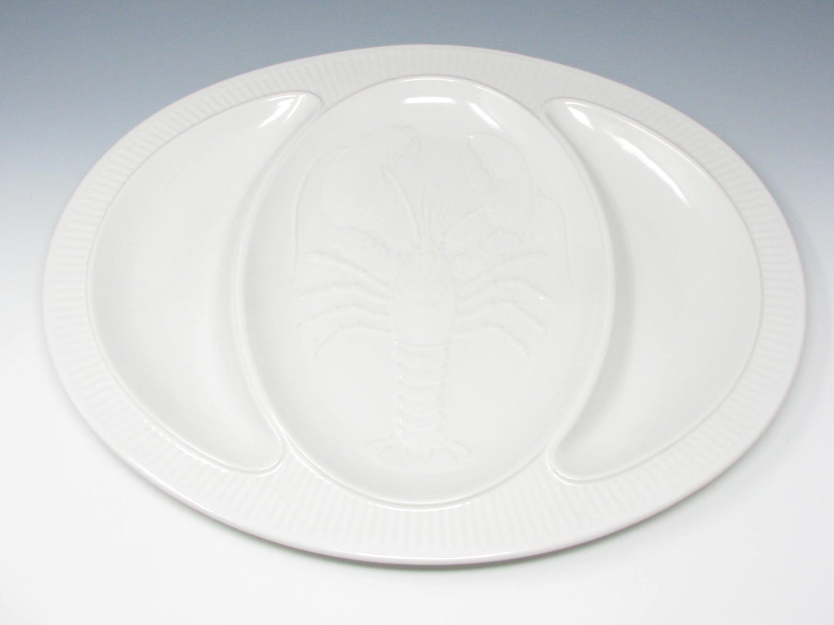 Vintage Studio Nova Large White Ceramic Platter with Embossed Lobster Made in Japan