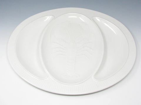 Vintage Studio Nova Large White Ceramic Platter with Embossed Lobster Made in Japan