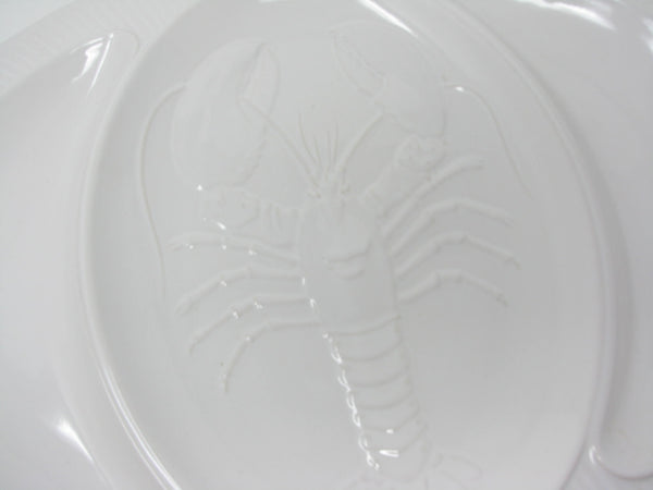 Vintage Studio Nova Large White Ceramic Platter with Embossed Lobster Made in Japan