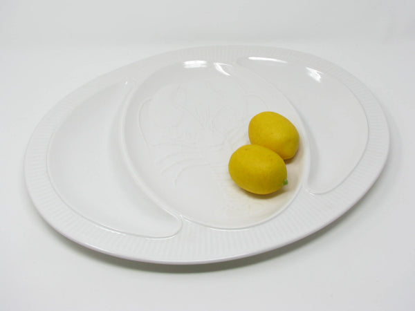 Vintage Studio Nova Large White Ceramic Platter with Embossed Lobster Made in Japan