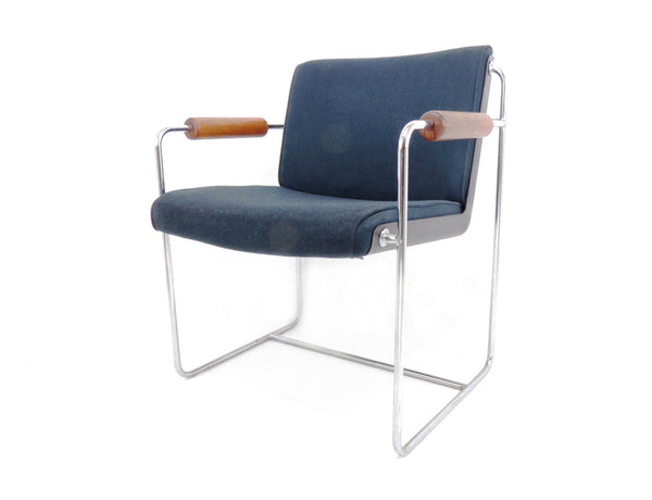 Vintage 1960s Architectural Modern Chrome Office Guest Chairs - a Pair