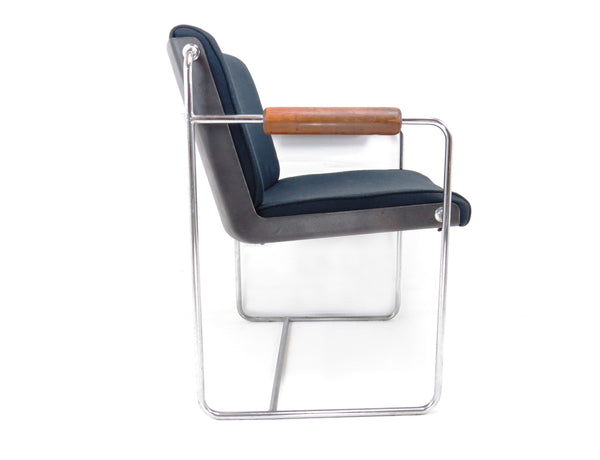 Vintage 1960s Architectural Modern Chrome Office Guest Chairs - a Pair