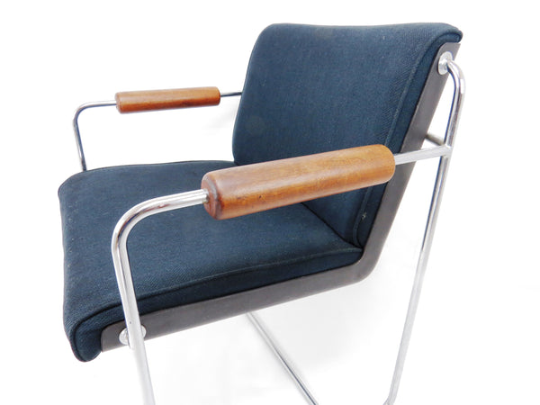 Vintage 1960s Architectural Modern Chrome Office Guest Chairs - a Pair