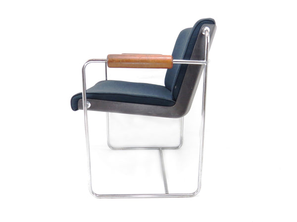 Vintage 1960s Architectural Modern Chrome Office Guest Chairs - a Pair