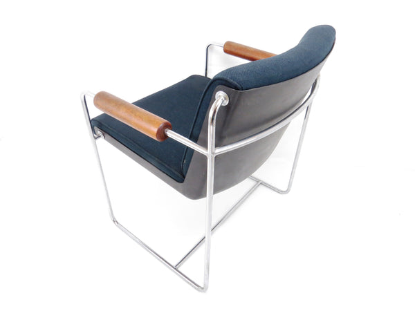 Vintage 1960s Architectural Modern Chrome Office Guest Chairs - a Pair