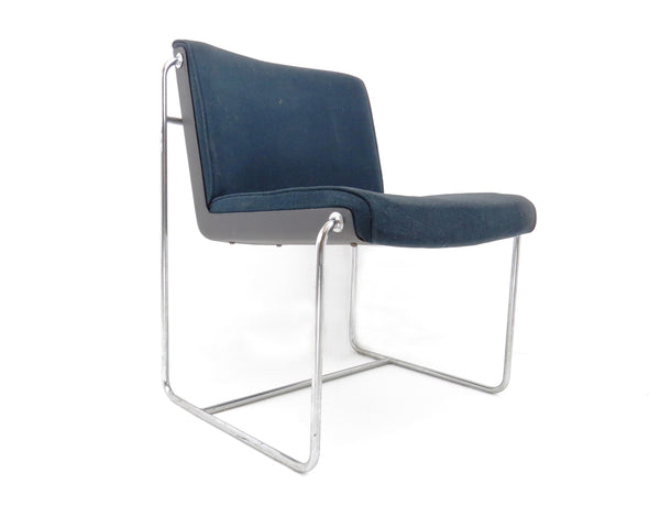 Vintage 1960s Architectural Modern Chrome Office Guest Chairs - a Pair