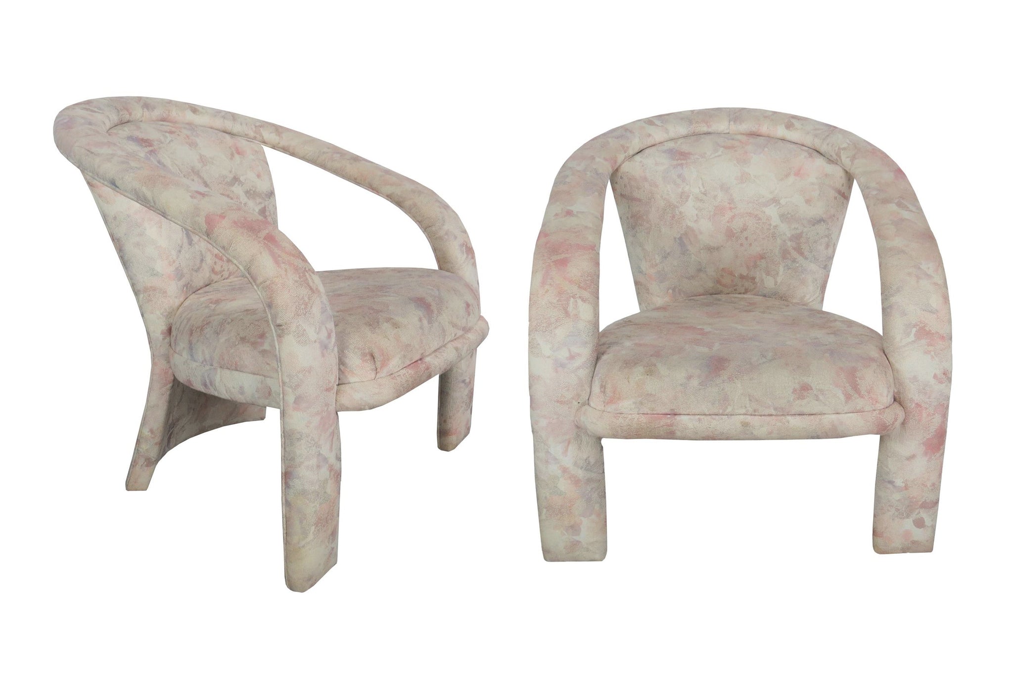 edgebrookhouse Vintage 1980s Postmodern Carsons Pop Lounge Chairs With Pastel Floral Fabric - a Pair