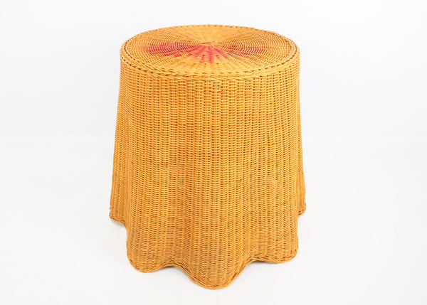 edgebrookhouse - Vintage 1980s Trompe L’oeil Draped Wicker Ghost End or Side Table