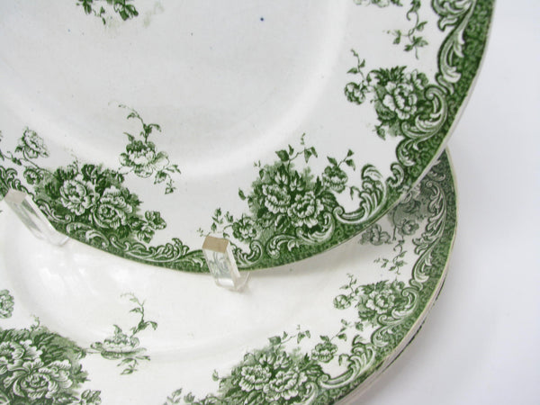 edgebrookhouse Antique Edward Steele Stratford Green and White English Earthenware Plates - 4 Pieces