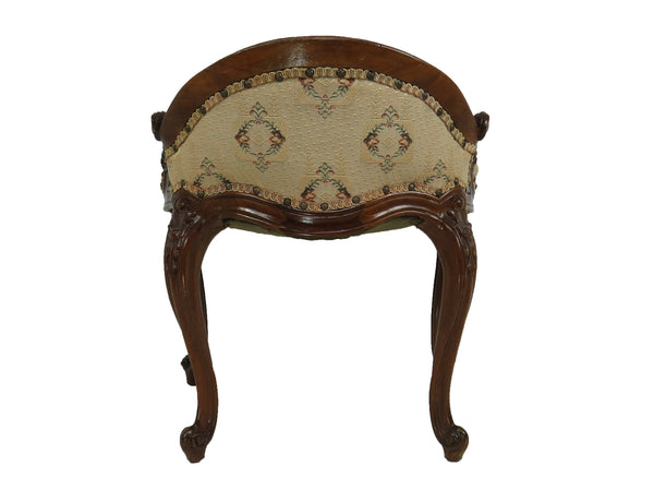 Antique French Provincial Louis XV Carved Walnut Vanity Chair