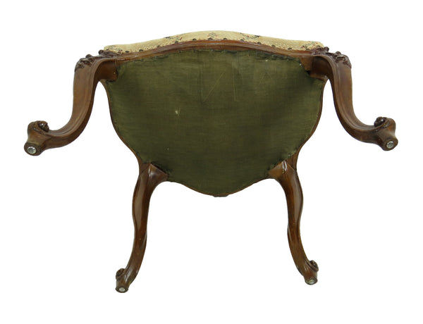 Antique French Provincial Louis XV Carved Walnut Vanity Chair