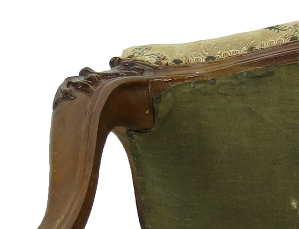 Antique French Provincial Louis XV Carved Walnut Vanity Chair