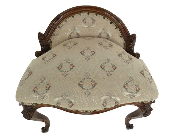 Antique French Provincial Louis XV Carved Walnut Vanity Chair