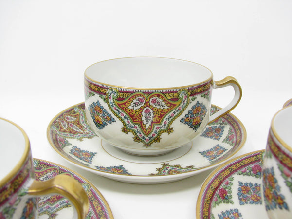 Antique Haviland Limoges France Cashmere Porcelain Cups and Saucers with Gold Trim - 16 Pieces