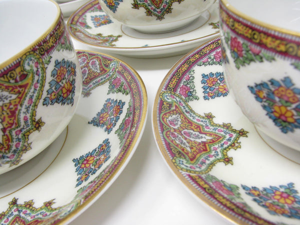 Antique Haviland Limoges France Cashmere Porcelain Cups and Saucers with Gold Trim - 16 Pieces
