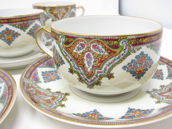 Antique Haviland Limoges France Cashmere Porcelain Cups and Saucers with Gold Trim - 16 Pieces