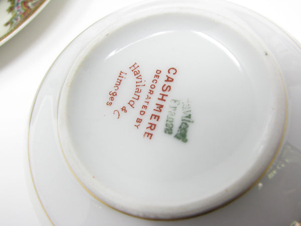 Antique Haviland Limoges France Cashmere Porcelain Cups and Saucers with Gold Trim - 16 Pieces