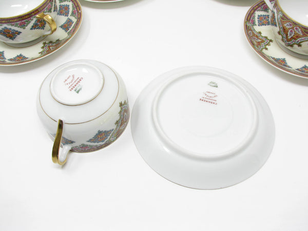 Antique Haviland Limoges France Cashmere Porcelain Cups and Saucers with Gold Trim - 16 Pieces
