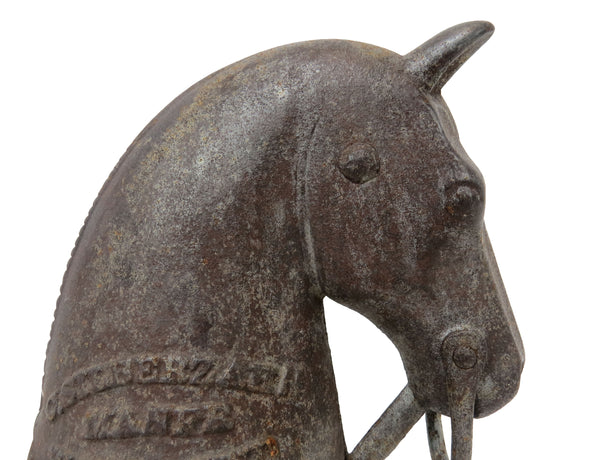 Antique Historic Americana Charles Silberzahn Cast Iron Horse Head Hitching Post Top - 2 Available