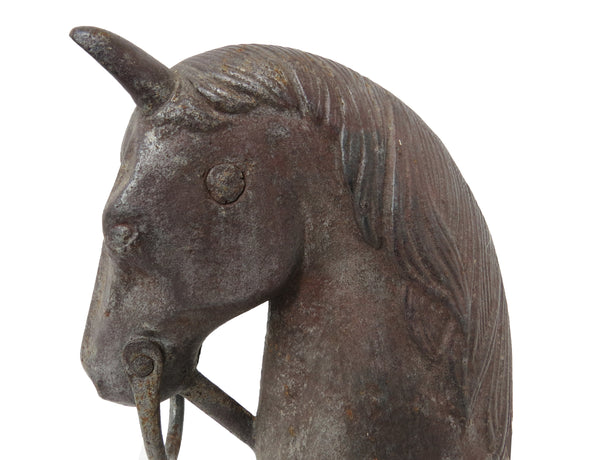 Antique Historic Americana Charles Silberzahn Cast Iron Horse Head Hitching Post Top - 2 Available