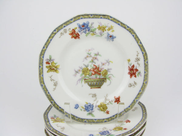 edgebrookhouse - Antique Theodore Haviland Ganga Floral Basket Porcelain Salad Plates - 5 Pieces