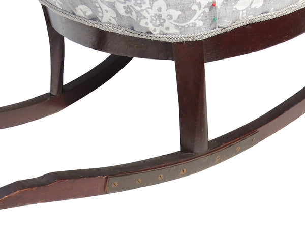 Antique Victorian Solid Mahogany Balloon Rocking Chair