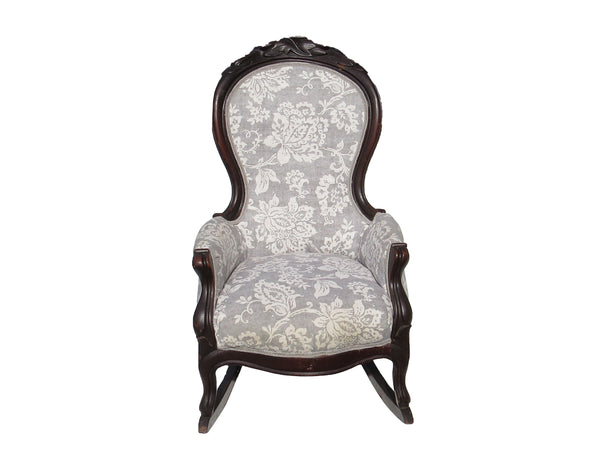 Antique Victorian Solid Mahogany Balloon Rocking Chair