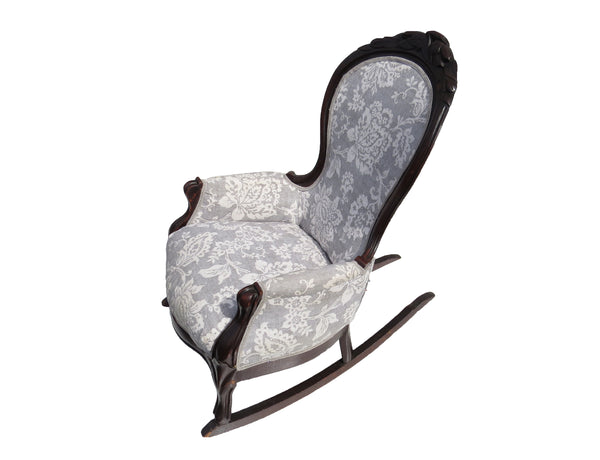 Antique Victorian Solid Mahogany Balloon Rocking Chair