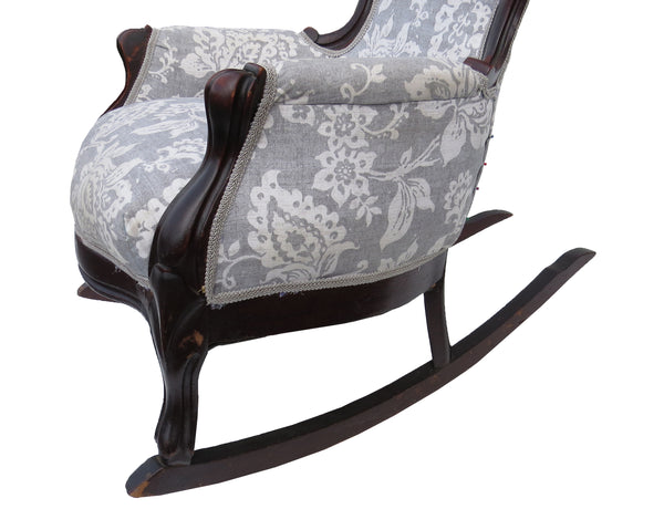 Antique Victorian Solid Mahogany Balloon Rocking Chair