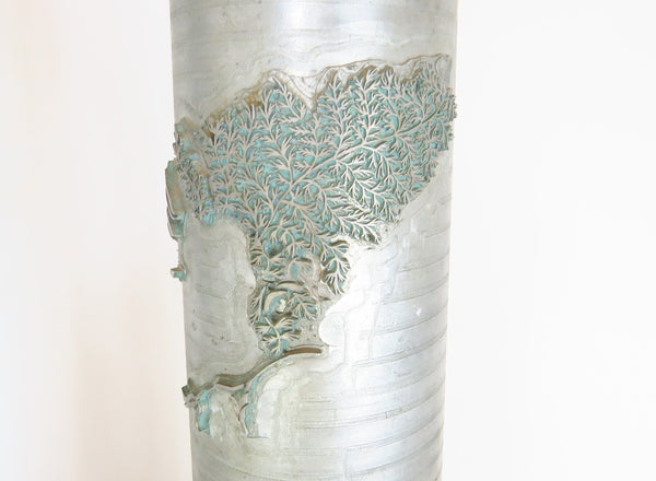 edgebrookhouse - Antique Wallpaper Roller Table Lamps with Floral Relief - a Pair