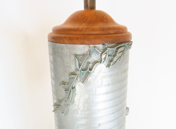 edgebrookhouse - Antique Wallpaper Roller Table Lamps with Floral Relief - a Pair