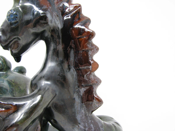 Antique Wiener Werkstatte Vienna Austria Style Pottery Seahorse Bookends - a Pair