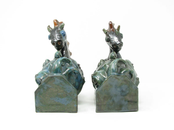Antique Wiener Werkstatte Vienna Austria Style Pottery Seahorse Bookends - a Pair