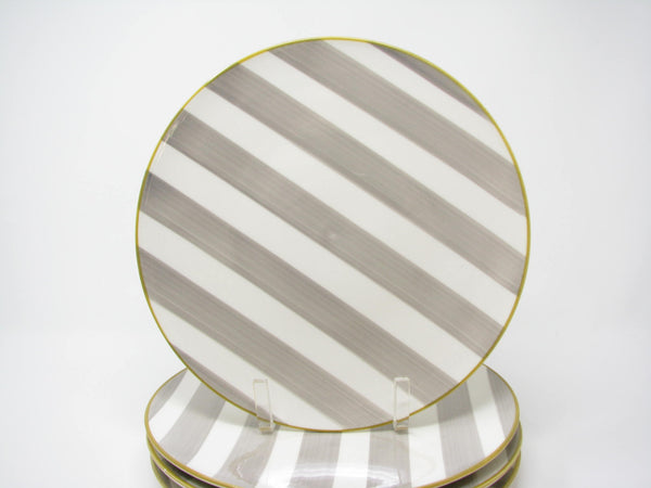 CMG Ceramicas Grey and White Striped Ceramic Dinner Plates - 4 Pieces